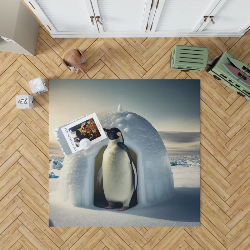 Penguin By Its Igloo Rug