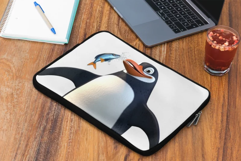 Penguin Holding a Fish Laptop Sleeve 2