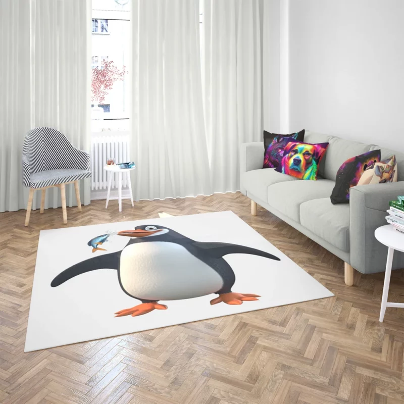 Penguin Holding a Fish Rug 2