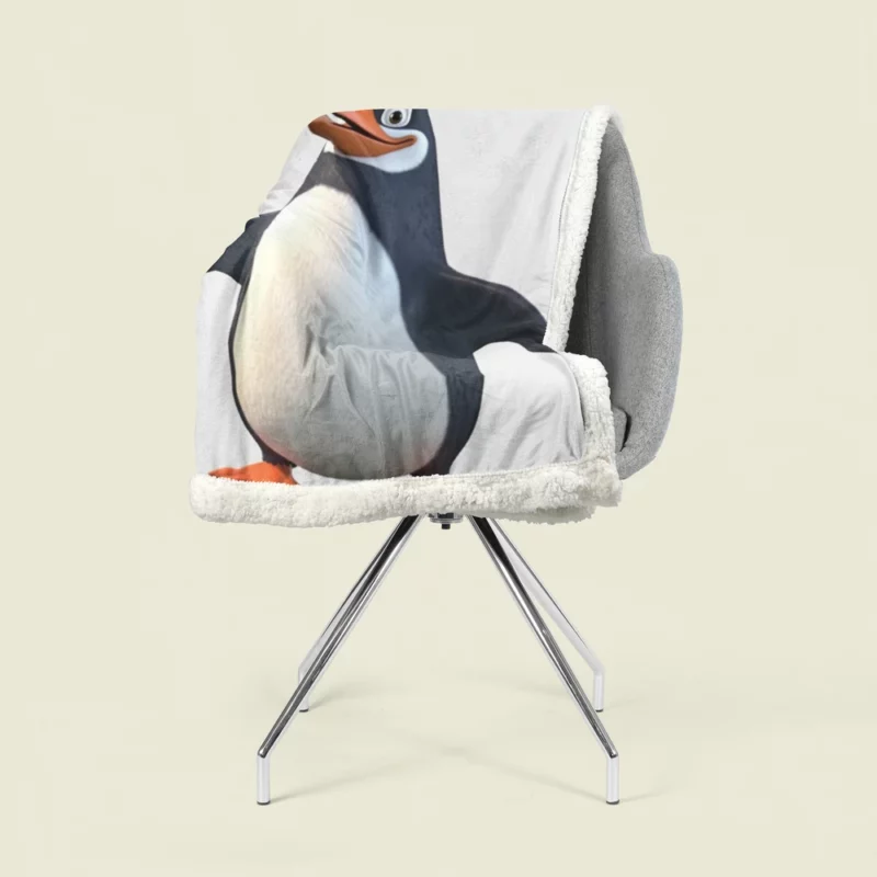 Penguin Holding a Fish Sherpa Fleece Blanket 1