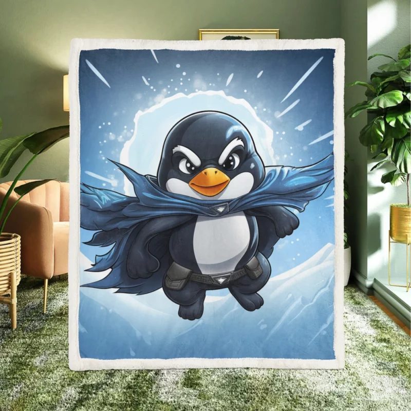 Penguin T-Shirt Graphics Sherpa Fleece Blanket