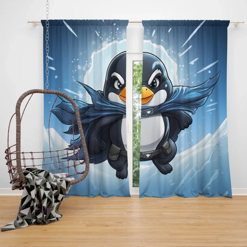 Penguin T-Shirt Graphics Window Curtain