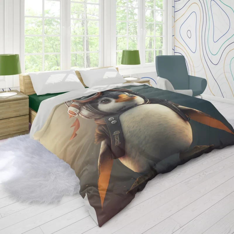 Penguin Wearing Protective Gear Duvet Cover
