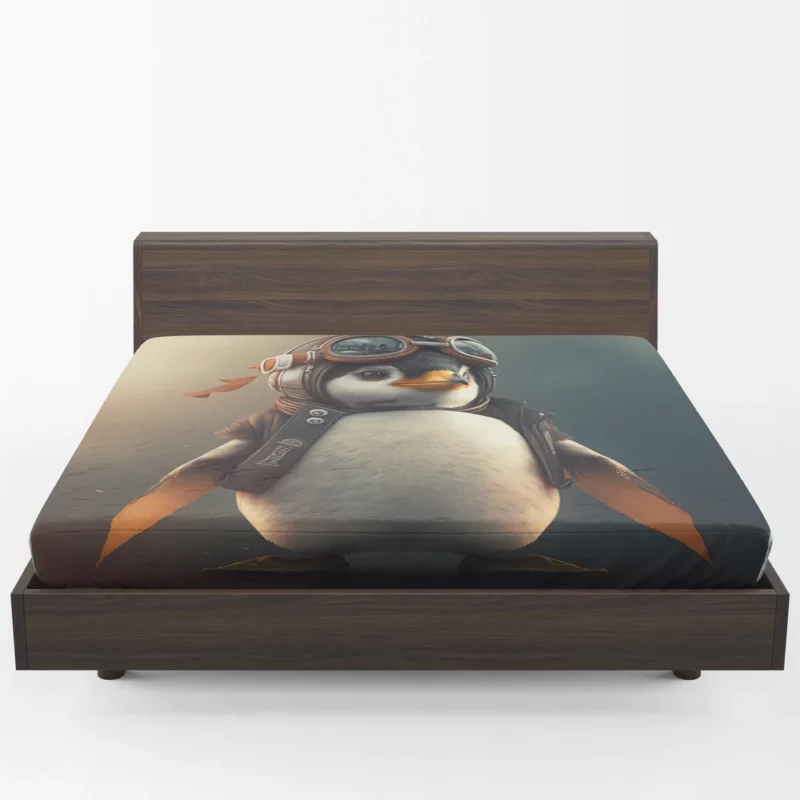 Penguin Wearing Protective Gear Fitted Sheet 1
