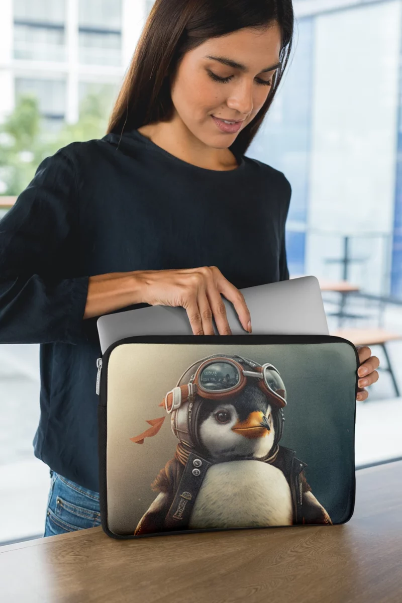 Penguin Wearing Protective Gear Laptop Sleeve 1