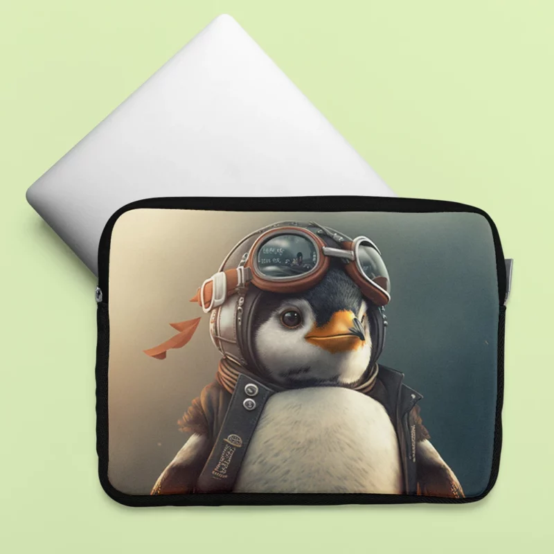 Penguin Wearing Protective Gear Laptop Sleeve