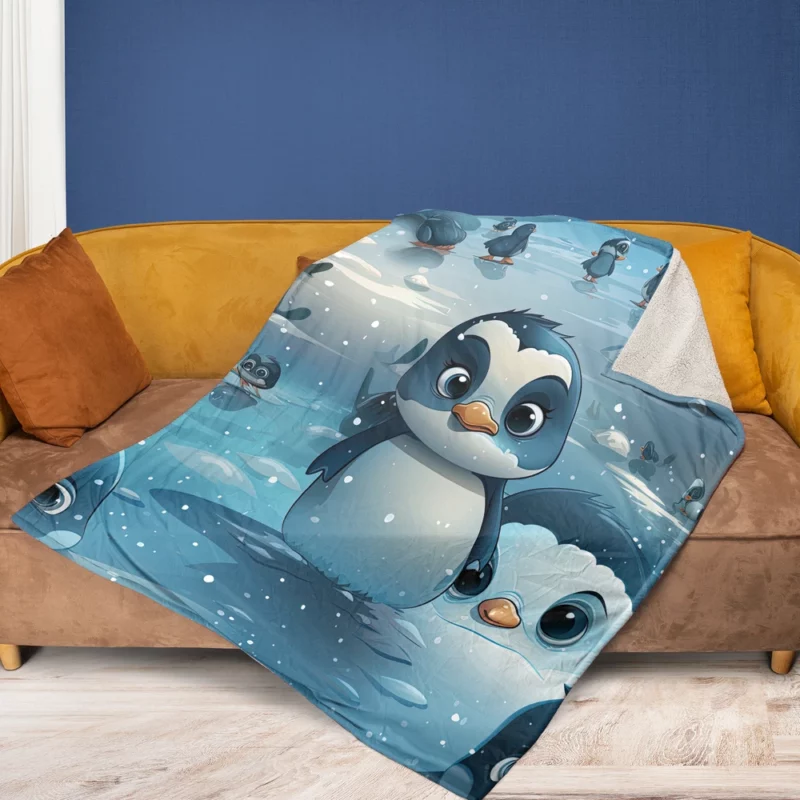 Penguin With Label Fleece Blanket 1