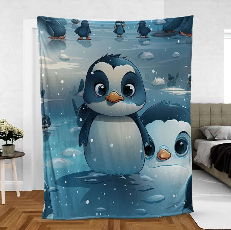 Penguin With Label Fleece Blanket