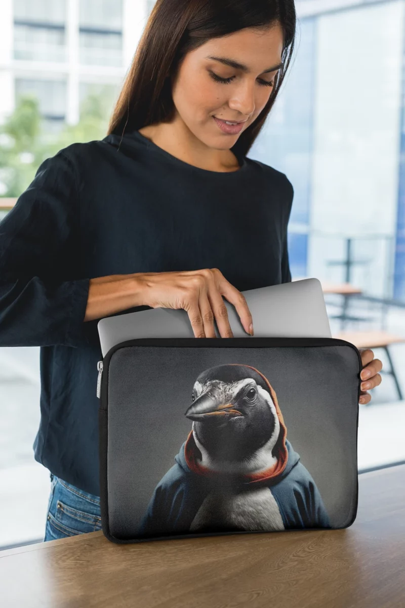 Penguin in an I Love Penguins Hoodie Laptop Sleeve 1