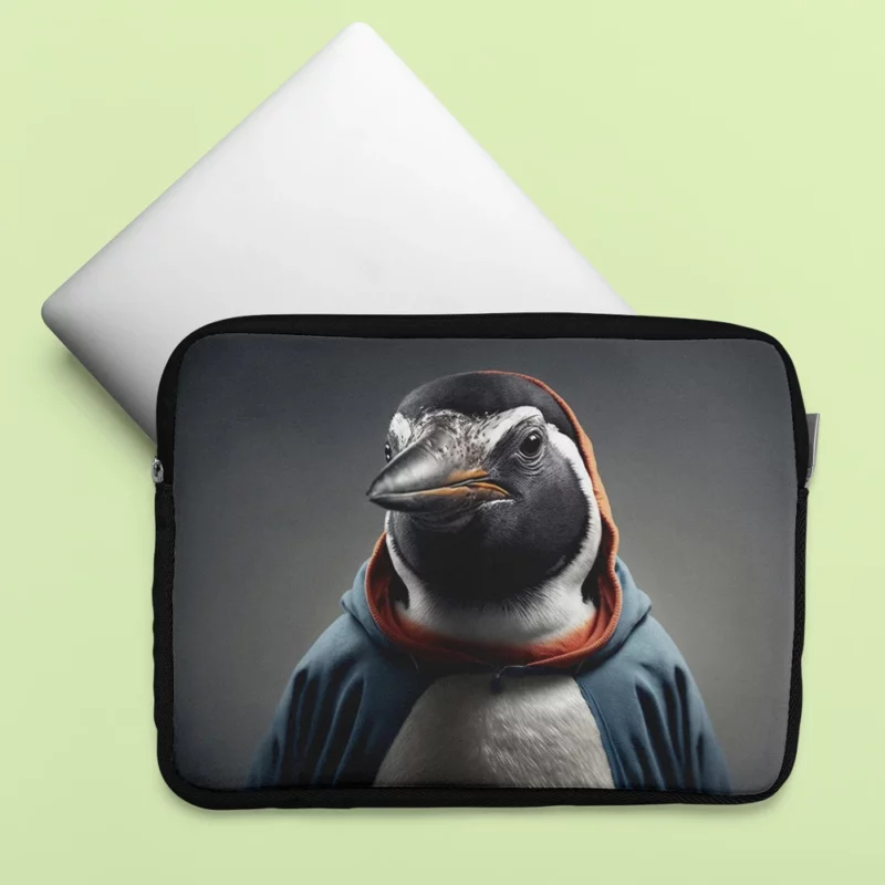 Penguin in an I Love Penguins Hoodie Laptop Sleeve
