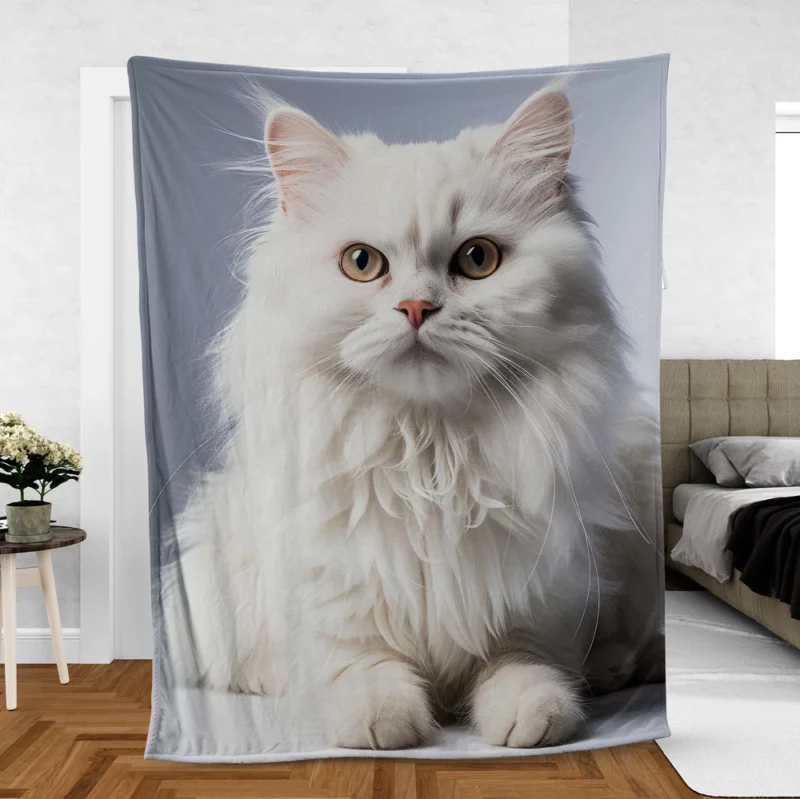 Persian Cat With Dichromatic Eyes Fleece Blanket