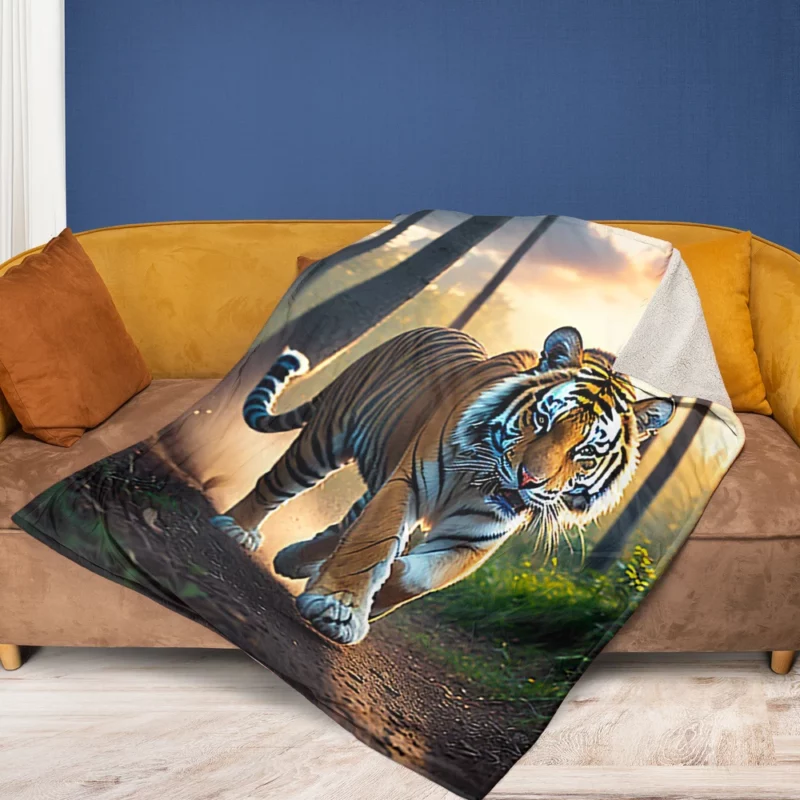 Photographic Bengal Tiger Mid-run Fleece Blanket 1