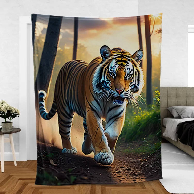 Photographic Bengal Tiger Mid-run Fleece Blanket