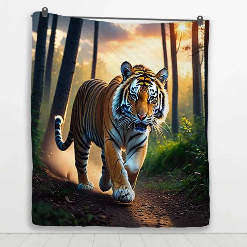 Photographic Bengal Tiger Mid-run Quilt Blanket 1