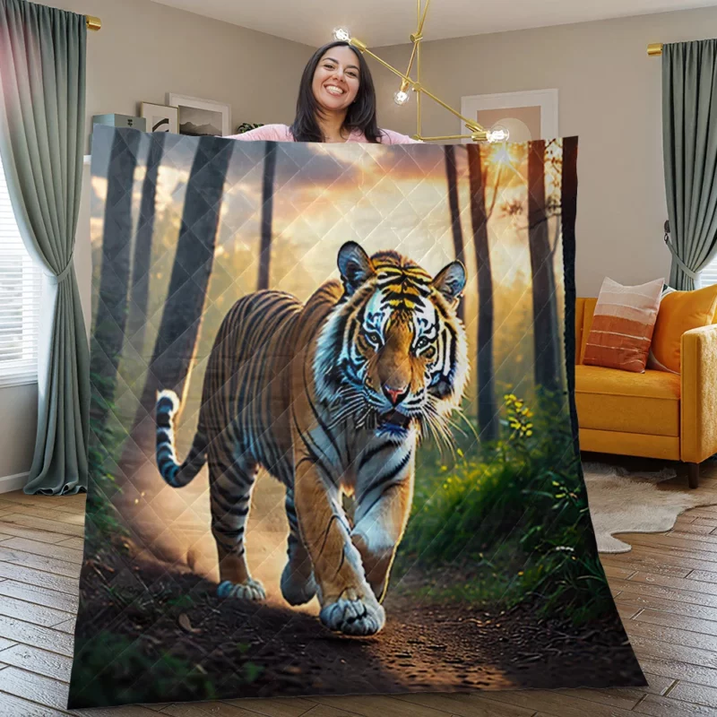 Photographic Bengal Tiger Mid-run Quilt Blanket