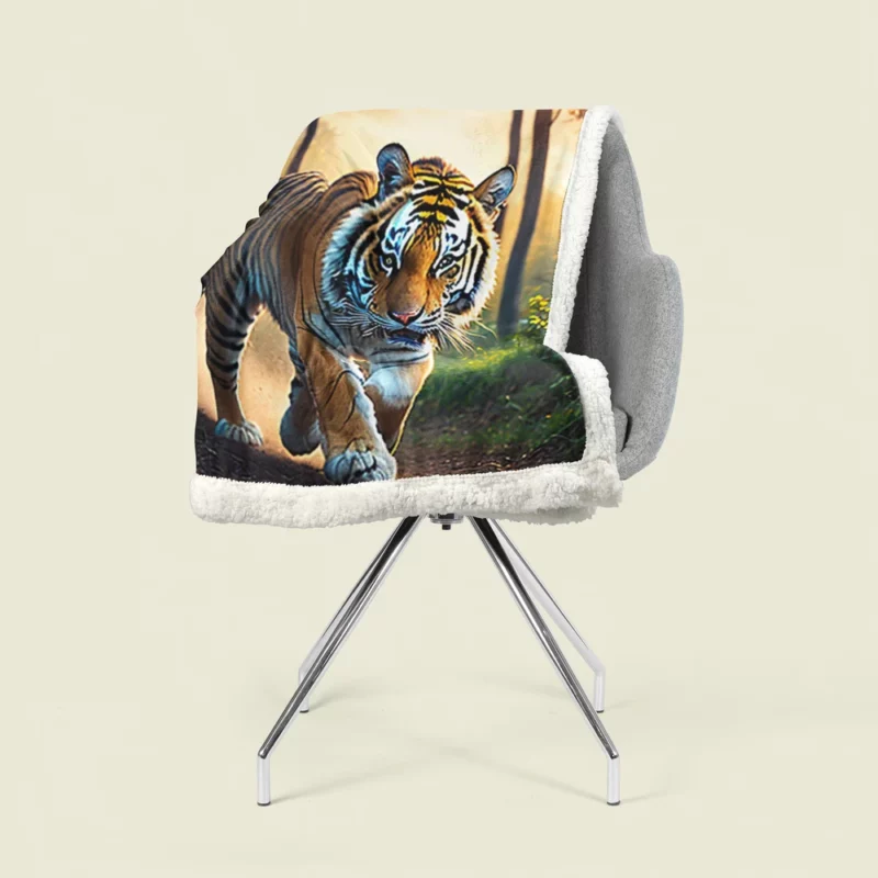 Photographic Bengal Tiger Mid-run Sherpa Fleece Blanket 1