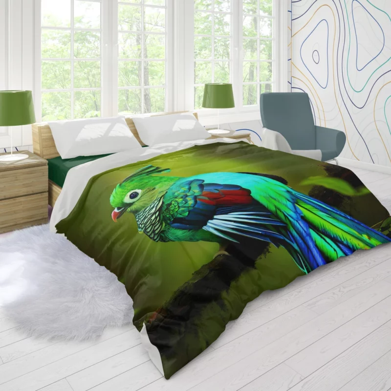 Photorealistic Quetzal A Parrot Beauty Duvet Cover