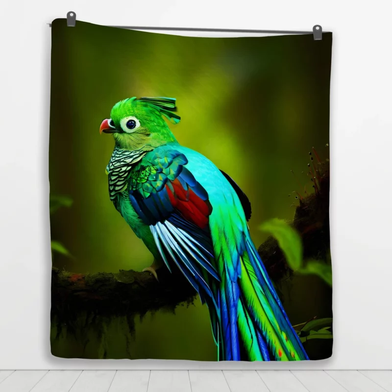 Photorealistic Quetzal A Parrot Beauty Quilt Blanket 1