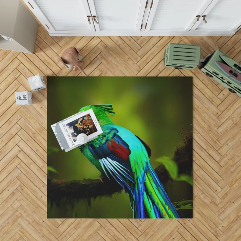 Photorealistic Quetzal A Parrot Beauty Rug