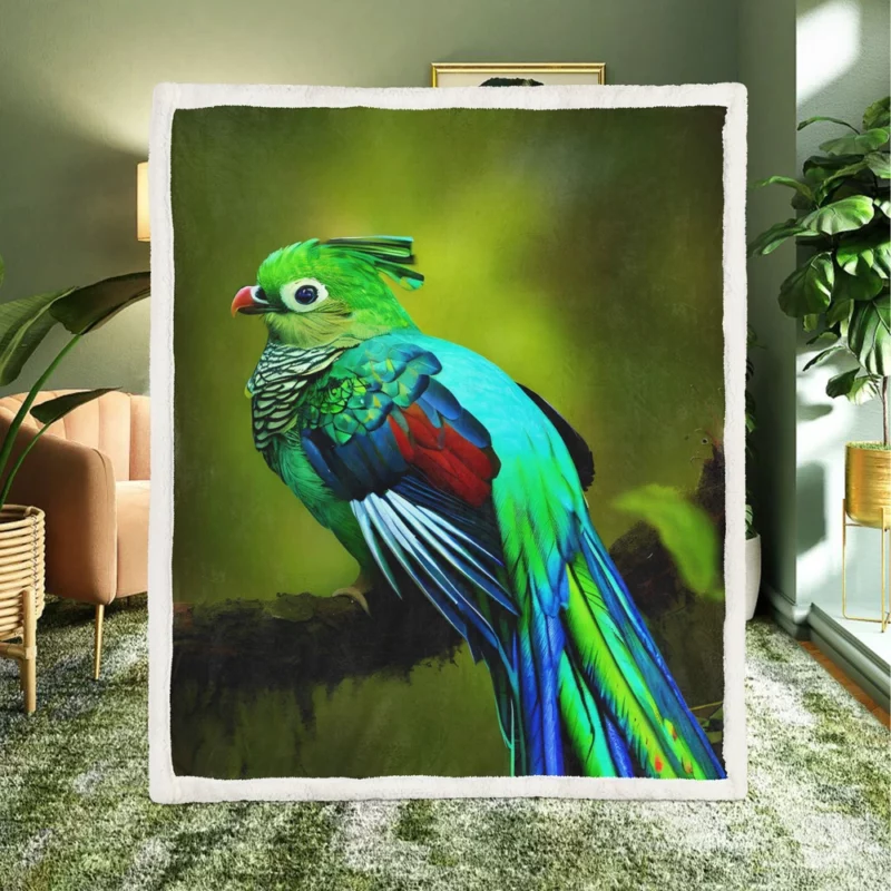 Photorealistic Quetzal A Parrot Beauty Sherpa Fleece Blanket