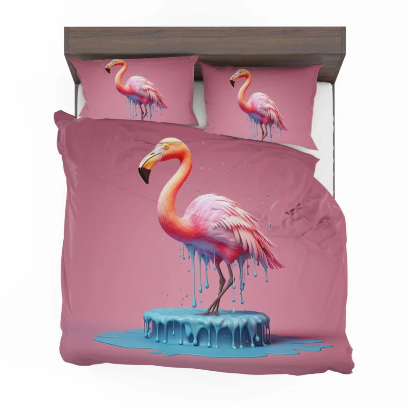 Pink Bird Splashing Flamingo Bedding Set 2