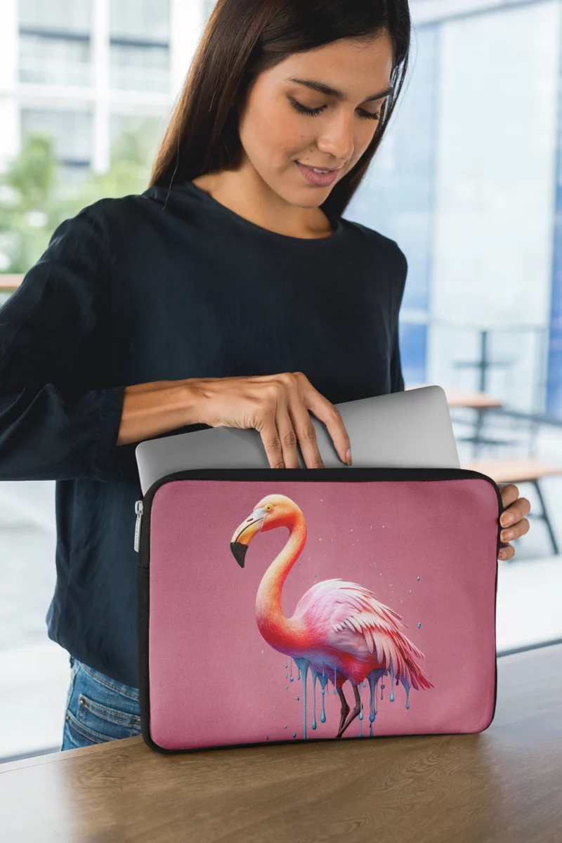 Pink Bird Splashing Flamingo Laptop Sleeve 1