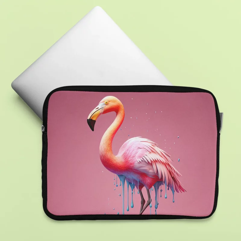 Pink Bird Splashing Flamingo Laptop Sleeve