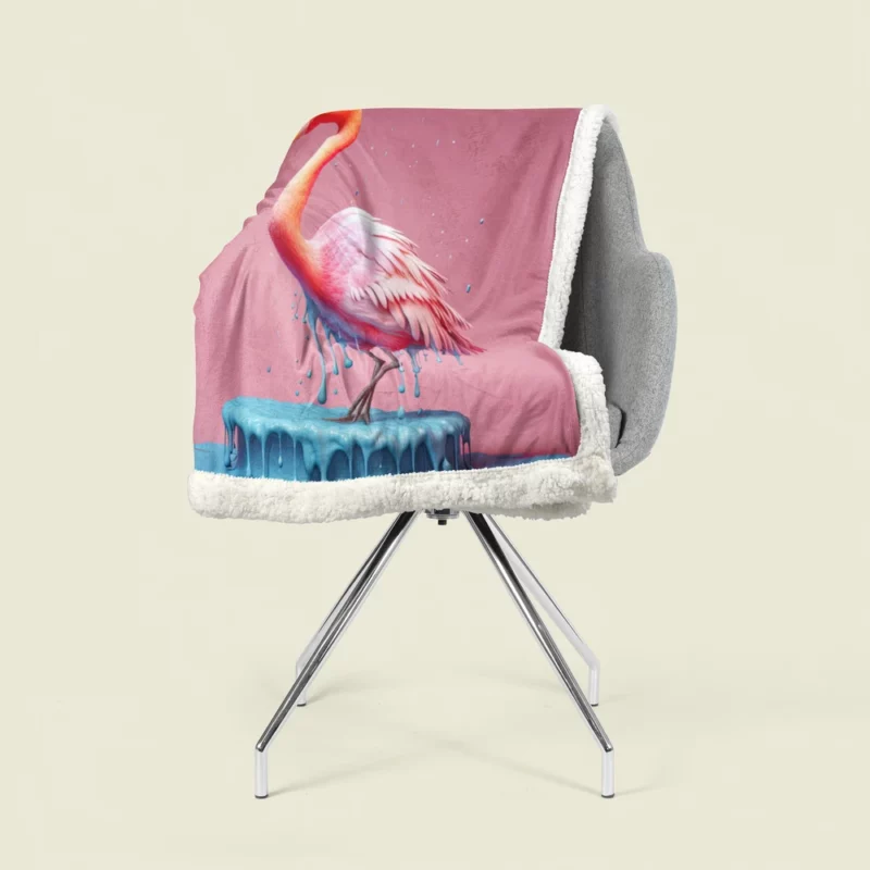 Pink Bird Splashing Flamingo Sherpa Fleece Blanket 1