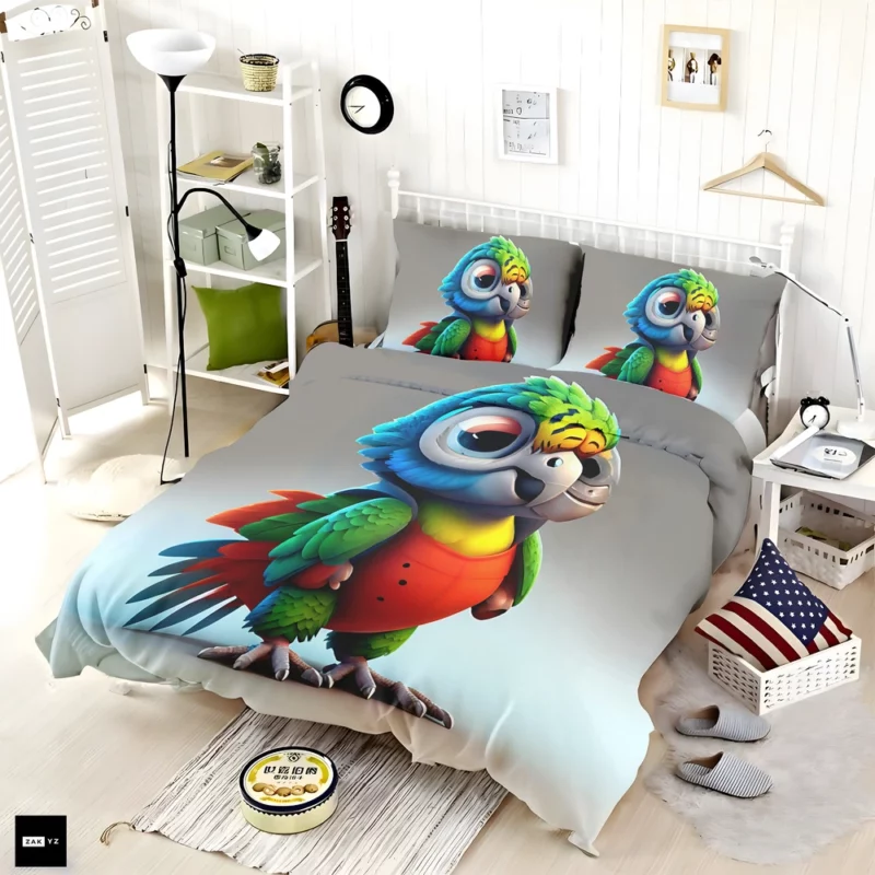 Pixar-Style Mini Parrot Bedding Set