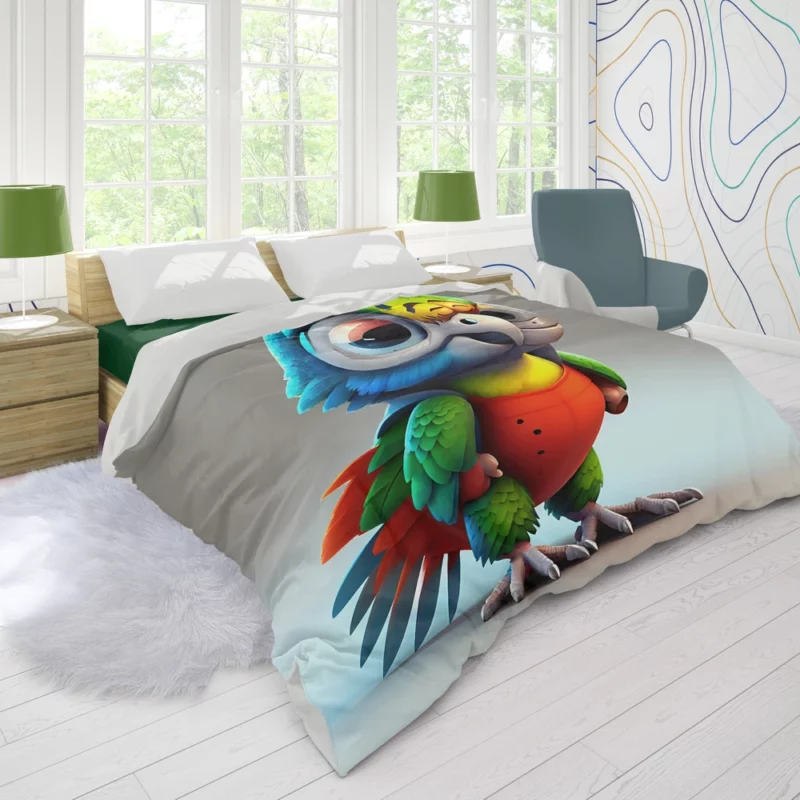 Pixar-Style Mini Parrot Duvet Cover