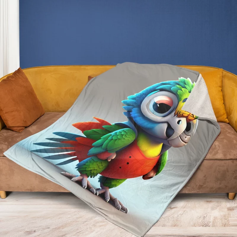 Pixar-Style Mini Parrot Fleece Blanket 1