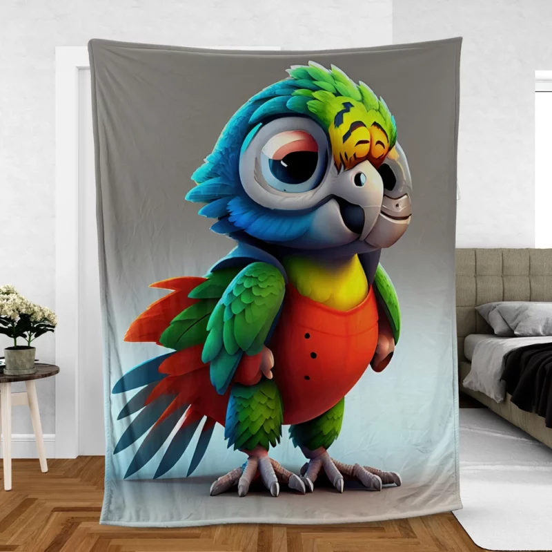 Pixar-Style Mini Parrot Fleece Blanket