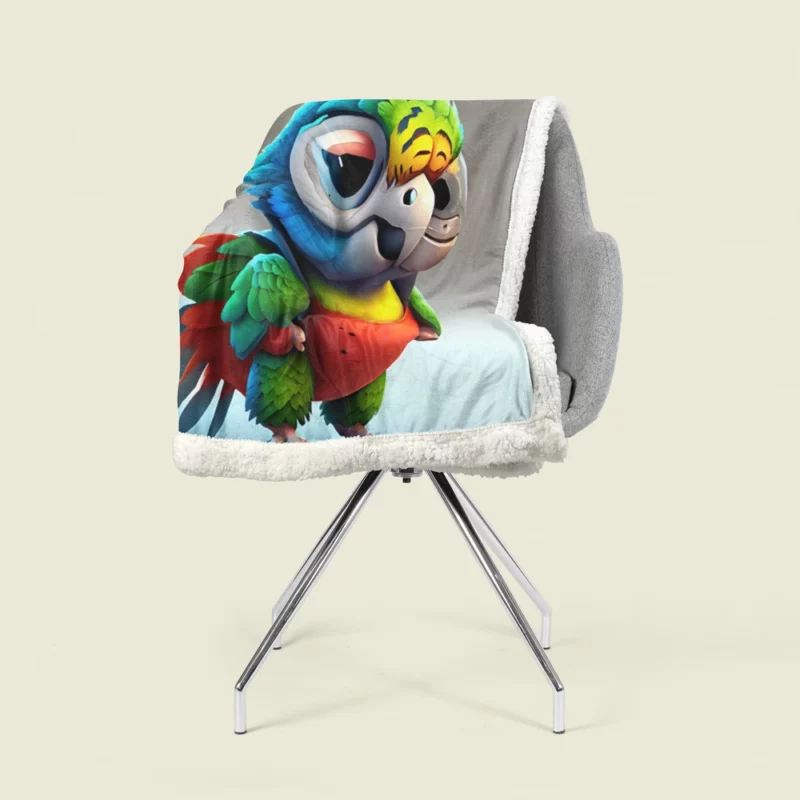 Pixar-Style Mini Parrot Sherpa Fleece Blanket 1