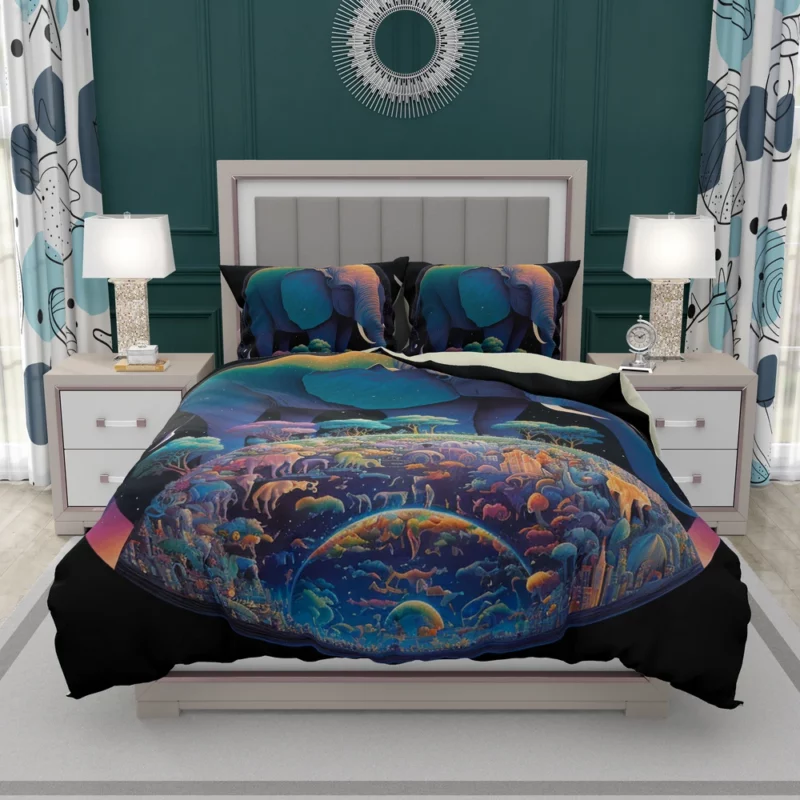 Pixel Art Fantasy Elephant Bedding Set 2