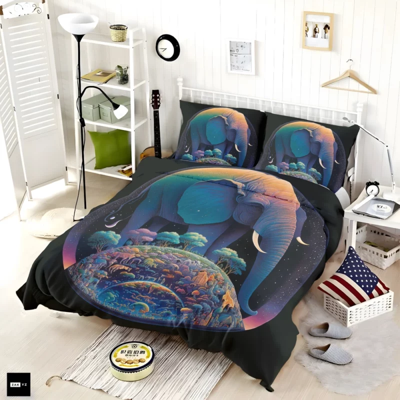 Pixel Art Fantasy Elephant Bedding Set