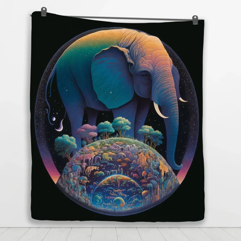 Pixel Art Fantasy Elephant Quilt Blanket 1