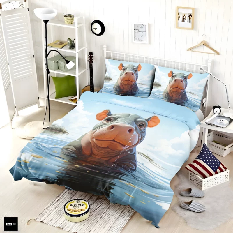 Playful Baby Hippo Bedding Set