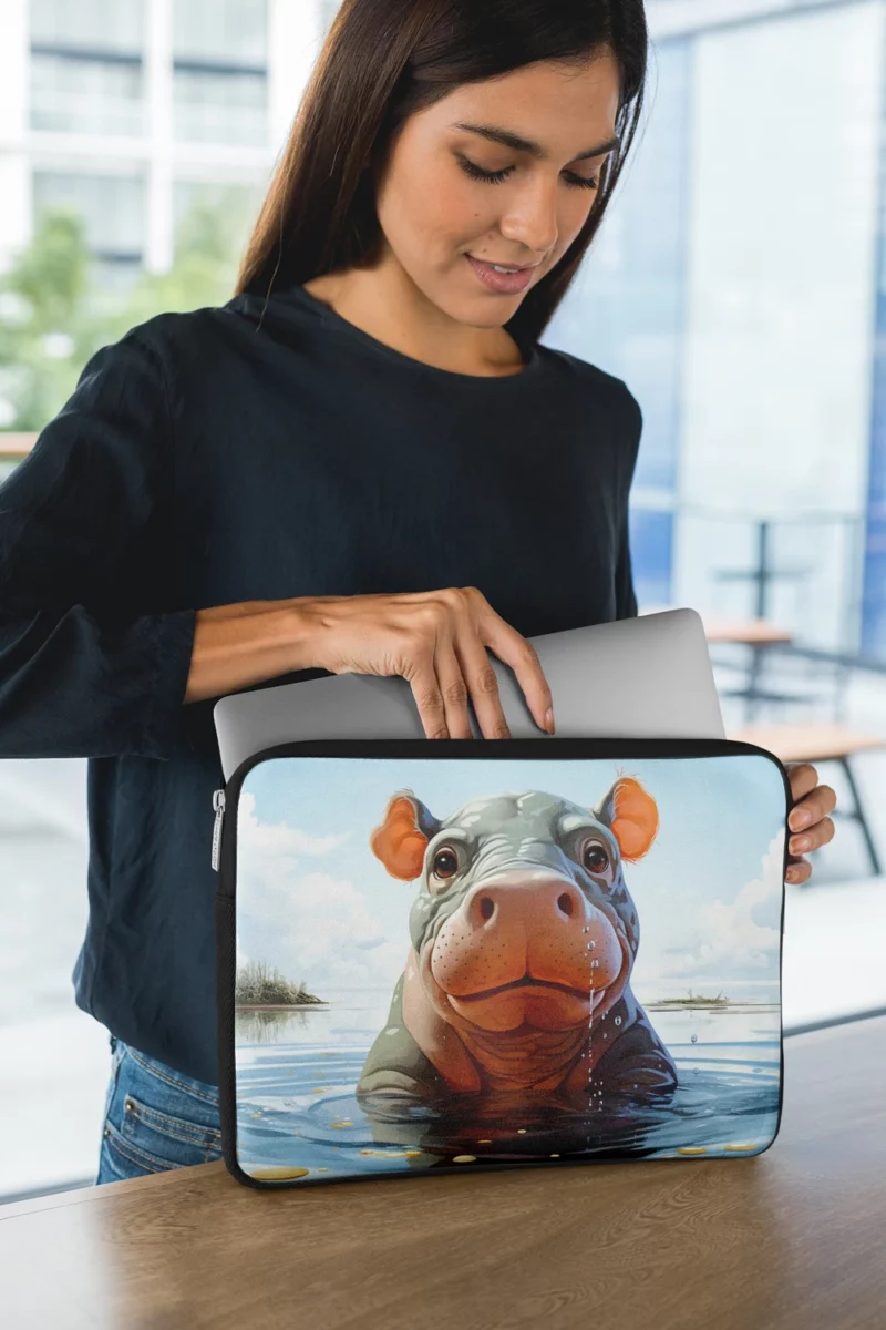 Playful Baby Hippo Laptop Sleeve 1