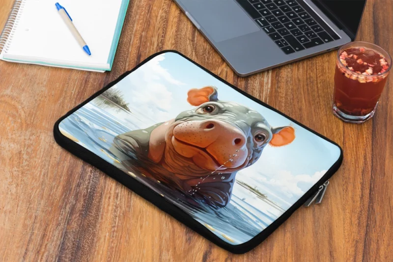 Playful Baby Hippo Laptop Sleeve 2