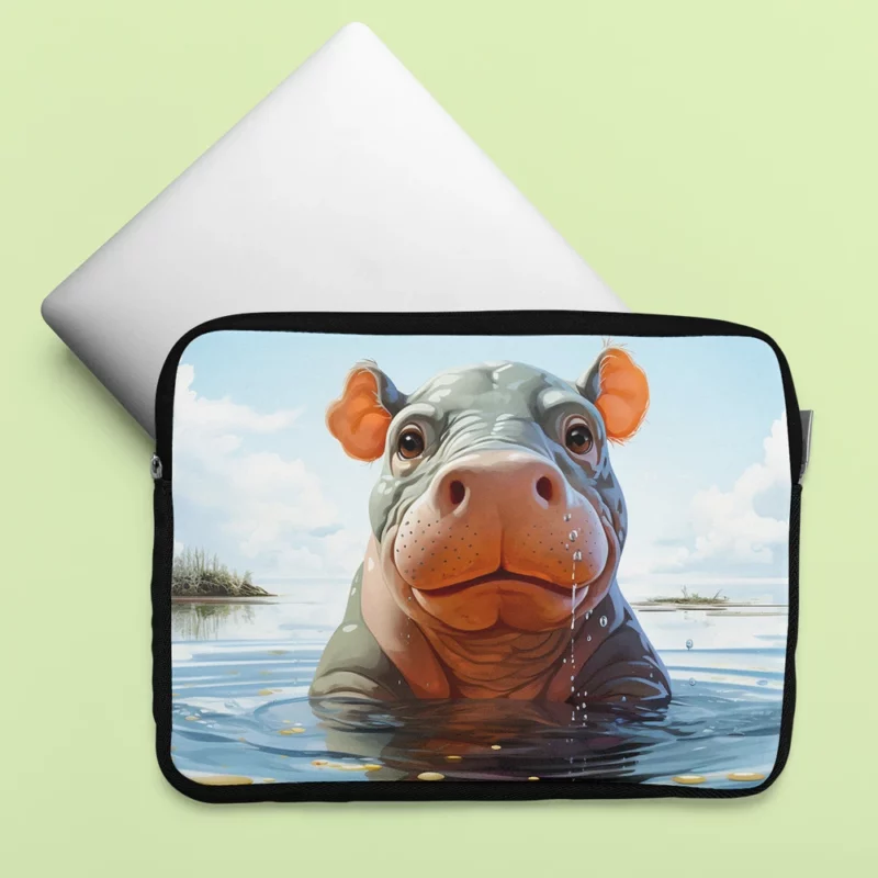 Playful Baby Hippo Laptop Sleeve