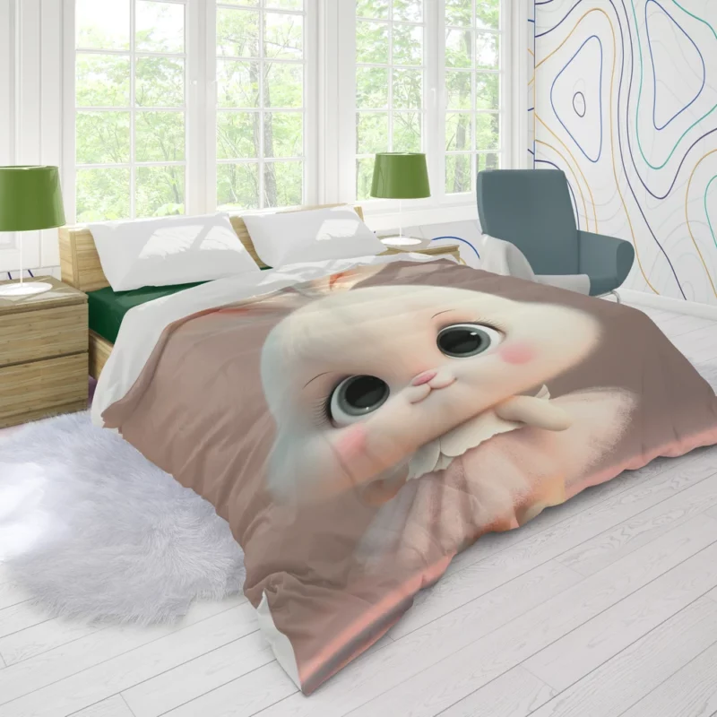 Playful Cartoon Bunny Duvet Cover