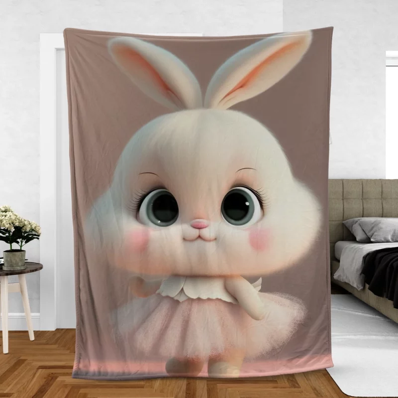 Playful Cartoon Bunny Fleece Blanket