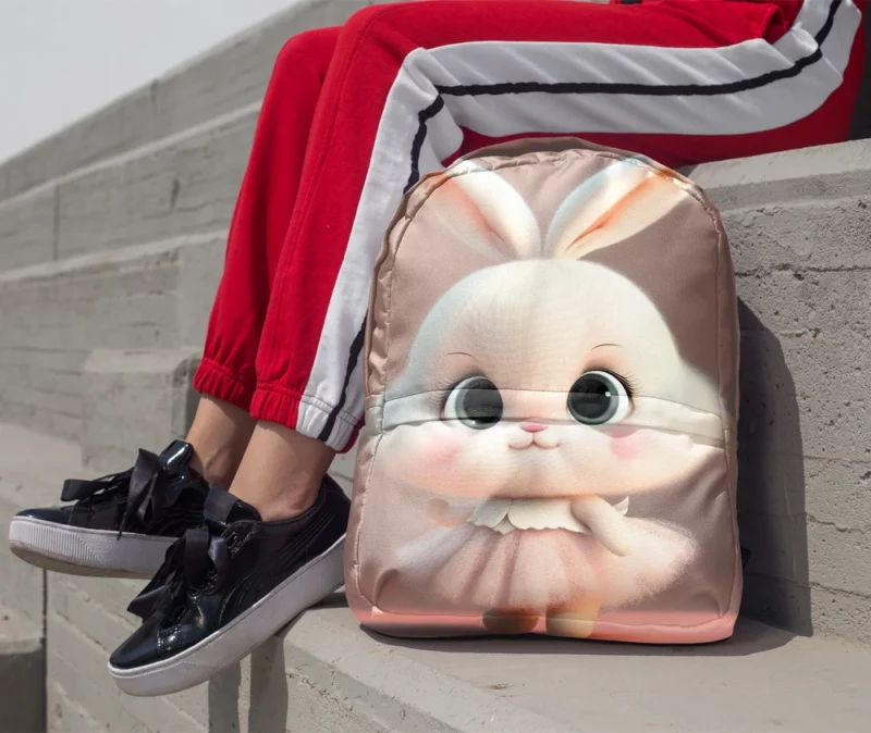 Playful Cartoon Bunny Minimalist Backpack 1