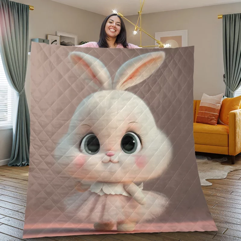 Playful Cartoon Bunny Quilt Blanket