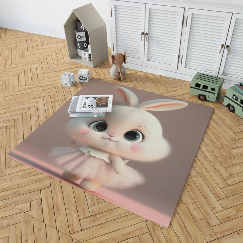 Playful Cartoon Bunny Rug 1