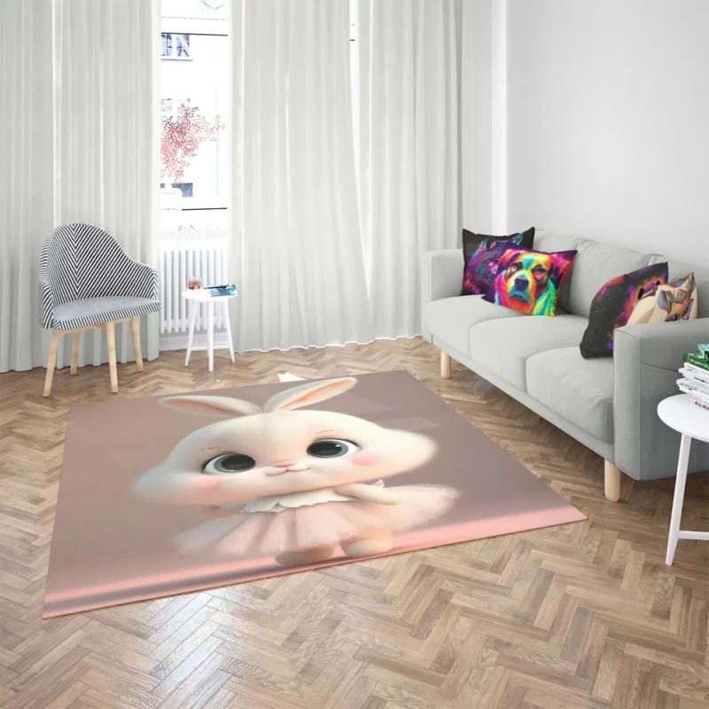 Playful Cartoon Bunny Rug 2