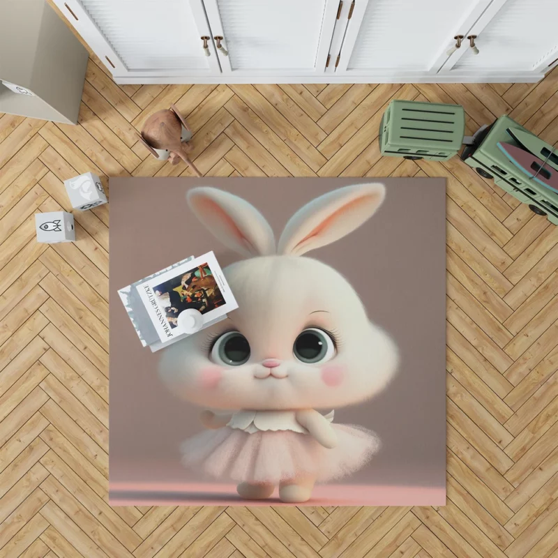 Playful Cartoon Bunny Rug