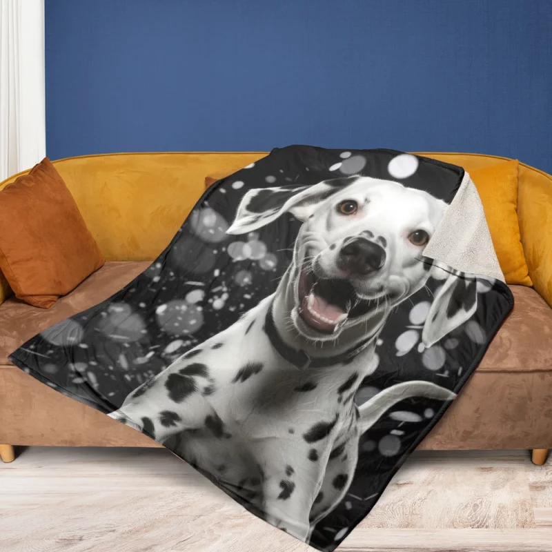 Playful Jumping Dalmatian Fleece Blanket 1