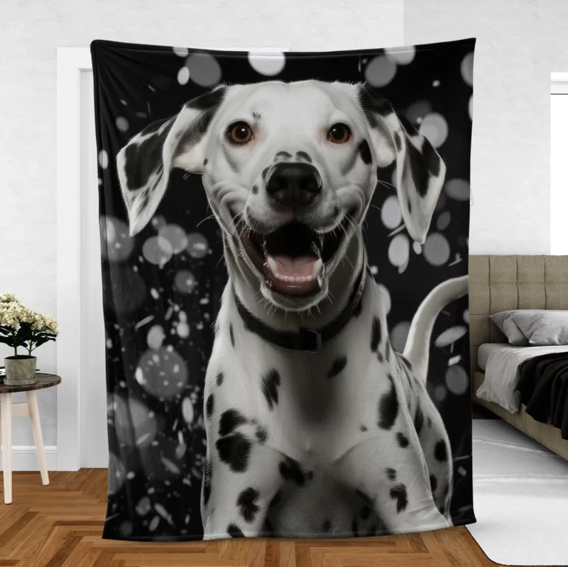 Playful Jumping Dalmatian Fleece Blanket