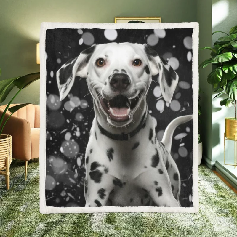 Playful Jumping Dalmatian Sherpa Fleece Blanket